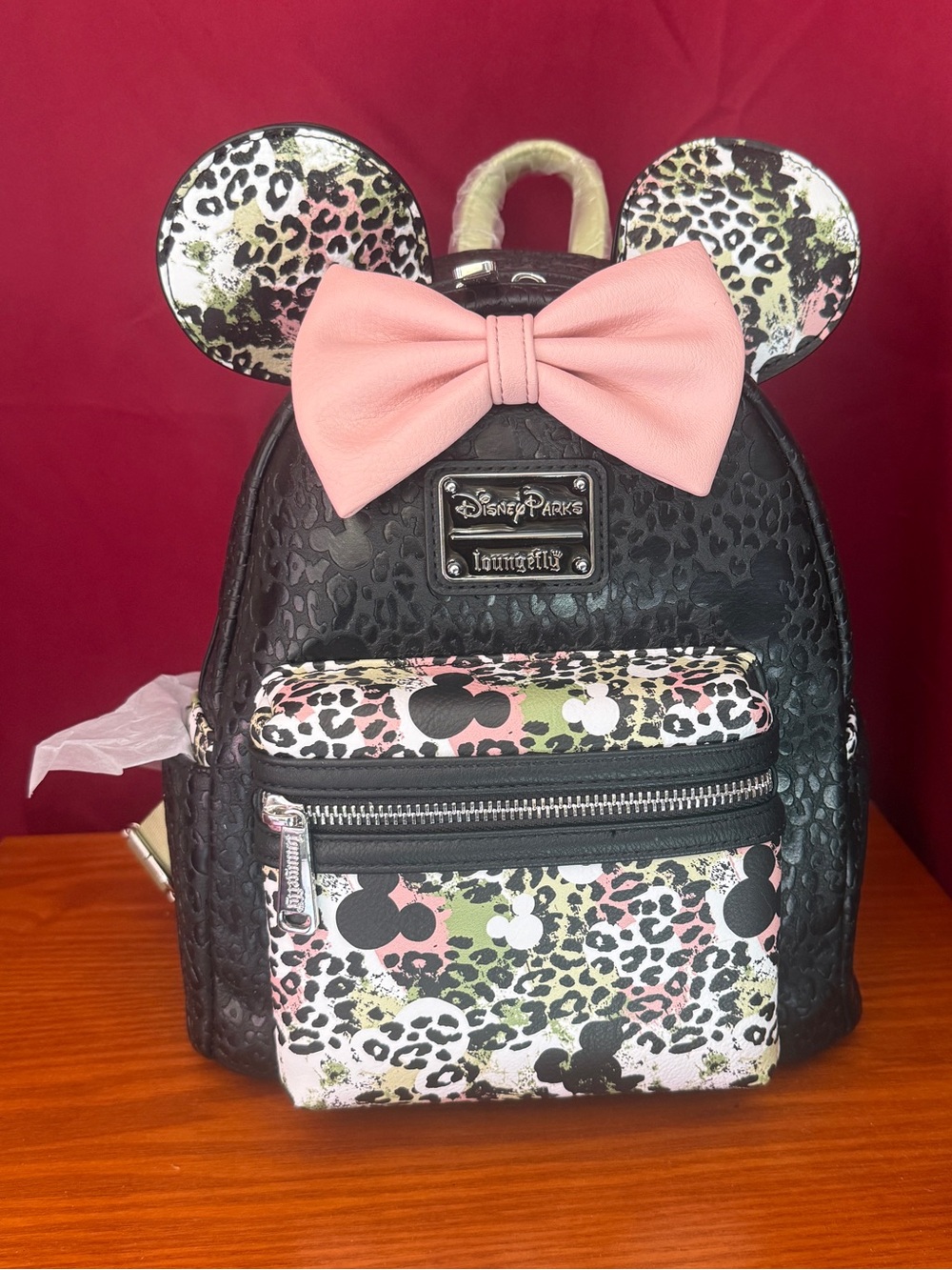 Loungefly Disney Parks Pink Bow Leopard Mini Backpack